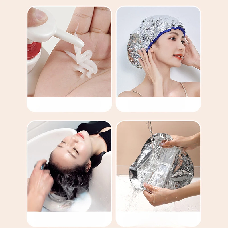 1pcs Self-heating Tin Foil Hat Heating Steam Hair Mask Cap  Deep Conditioning Hats Aluminum Salon Smooth Hair Oil Baking Cap