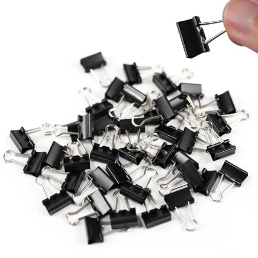 40Pcs Mini Binder Clips, 5/8 inch 15mm,Paper Clamps Micro Size for Office Supplies, Black