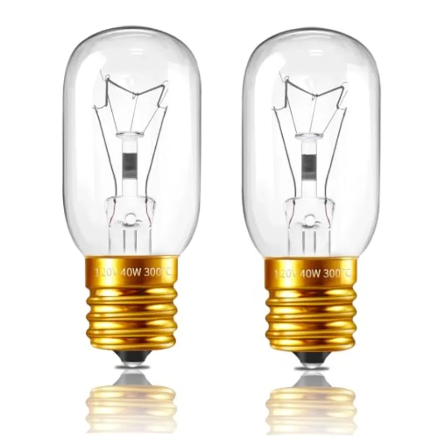 

40W Microwave Light Bulbs T25 125V High Temp Resistance Oven Light Bulbs, Dimmable E17 40 Watt Appliance Replacement Bulbs Comp