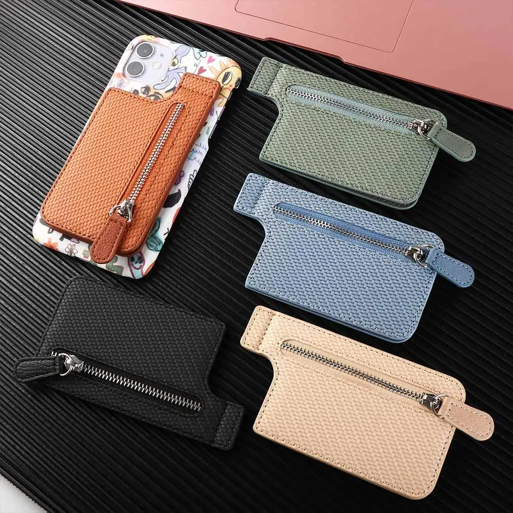 PU Leather PU Leather Cell Phone Card Slot Holder Multiple Cards Slot Two-way stand PU Phone Holder Wallet Case Stickers