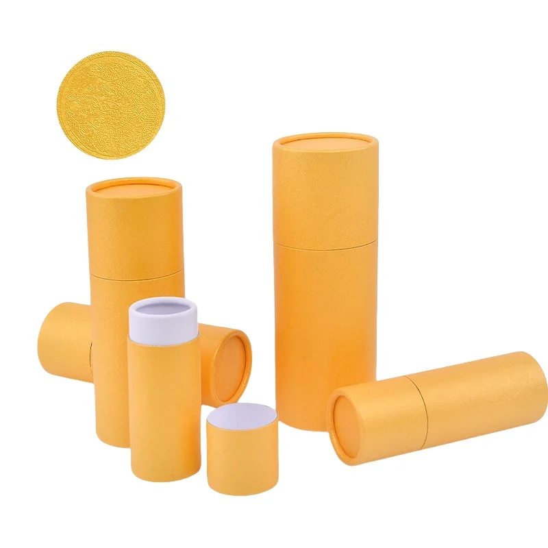 Round Kraft Paper Tube Embalagem, Adequado para Óleos Essenciais Cosméticos e Chá, Caixas De Papelão Cilíndrico, Logo Impresso, Wj38, 10PCs, Atacado