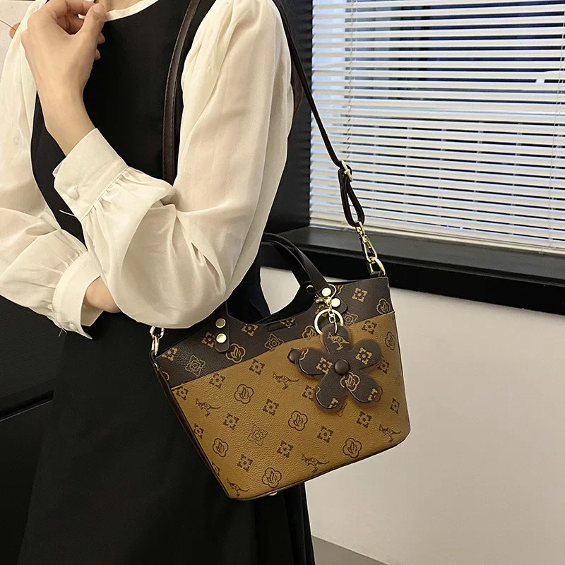 

Vintage Bucket Shoulder Bag Women Spacious Convertible Crossbody Tote Premium Pebbled Leather Work to Weekend Essential Commuter