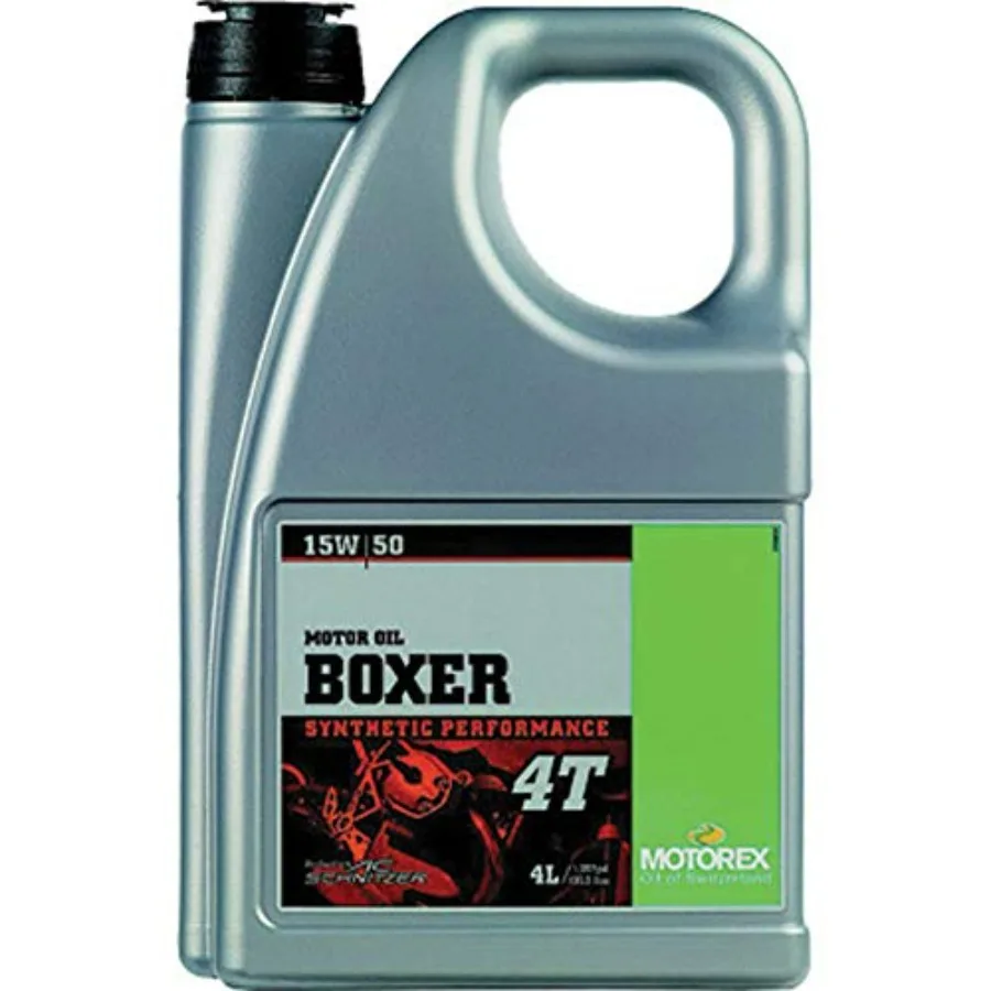 Aceite para Motor de Motocicleta Boxer 4T 15W-50, 4 Litros, Sintético de Alto Rendimiento para Motores de Alto Rendimiento, Negro