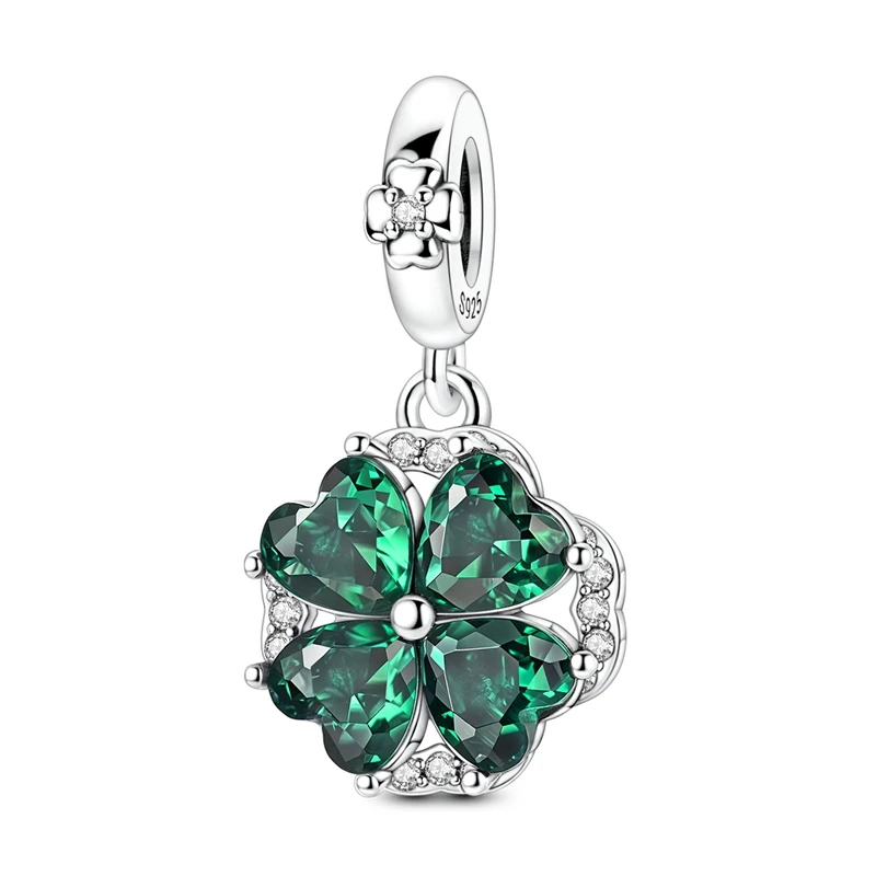 Charms Beads Green Four Leaf Clover Green Blessings Dangle Plata Fit Original 925 Charms Bracelet Beads Jewelry Gifts for Women