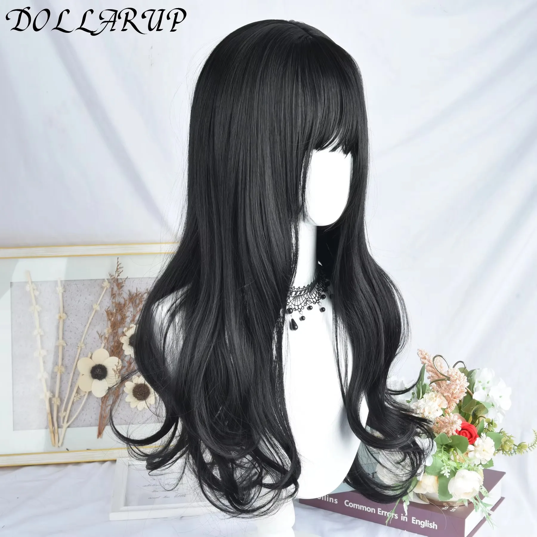 JKL Princesse Wigs for Women Brown Long Curly Hair Big Wave Wig Natural Curls Headband Lolita Wig Heat Resistant Synthetic 가발