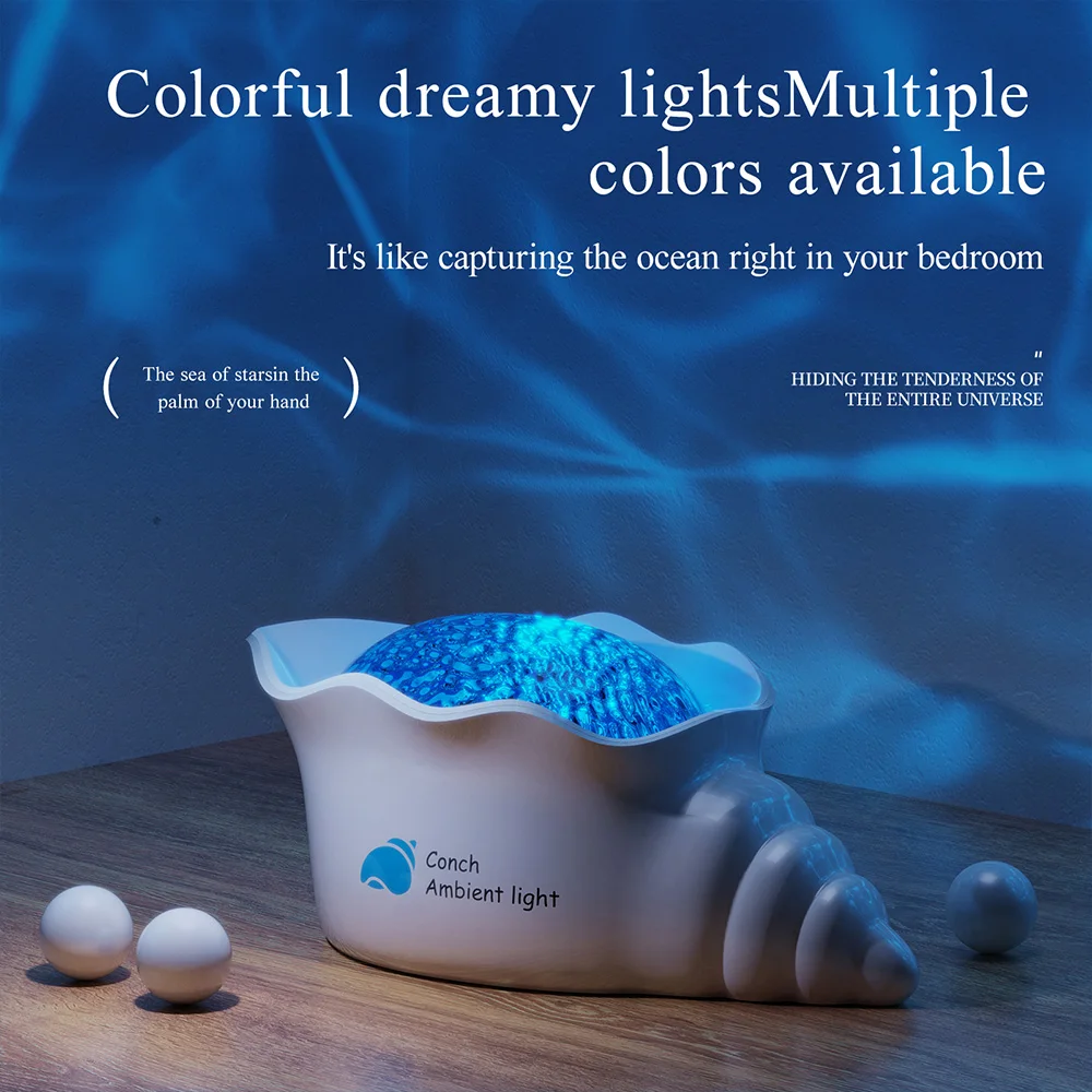 

Conch Water Ripple Projection Night Light Shower Lamp Led Projection Bathroom Lamps Room Decorative Ambient Lights Birthday Gift