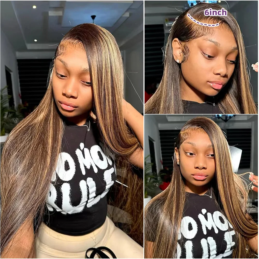 

40Inch P4/27 Highlight 200 Density Lace Front Bone Straight Wig For Women Colored 13x6 HD Lace Frontal Brazilian Human Hair Wigs