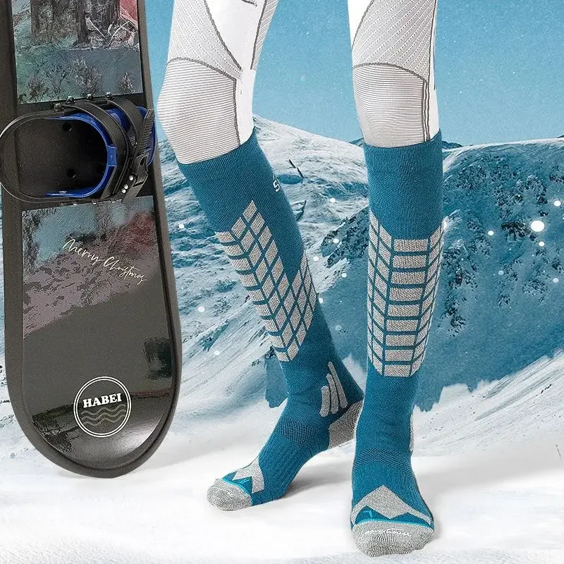 

Зимние лыжные носки, мужские спортивные носки для сноуборда, утепленные хлопковые носки для женщин, сохраняющие тепло, противосвитер, длинные лыжные носки для бега