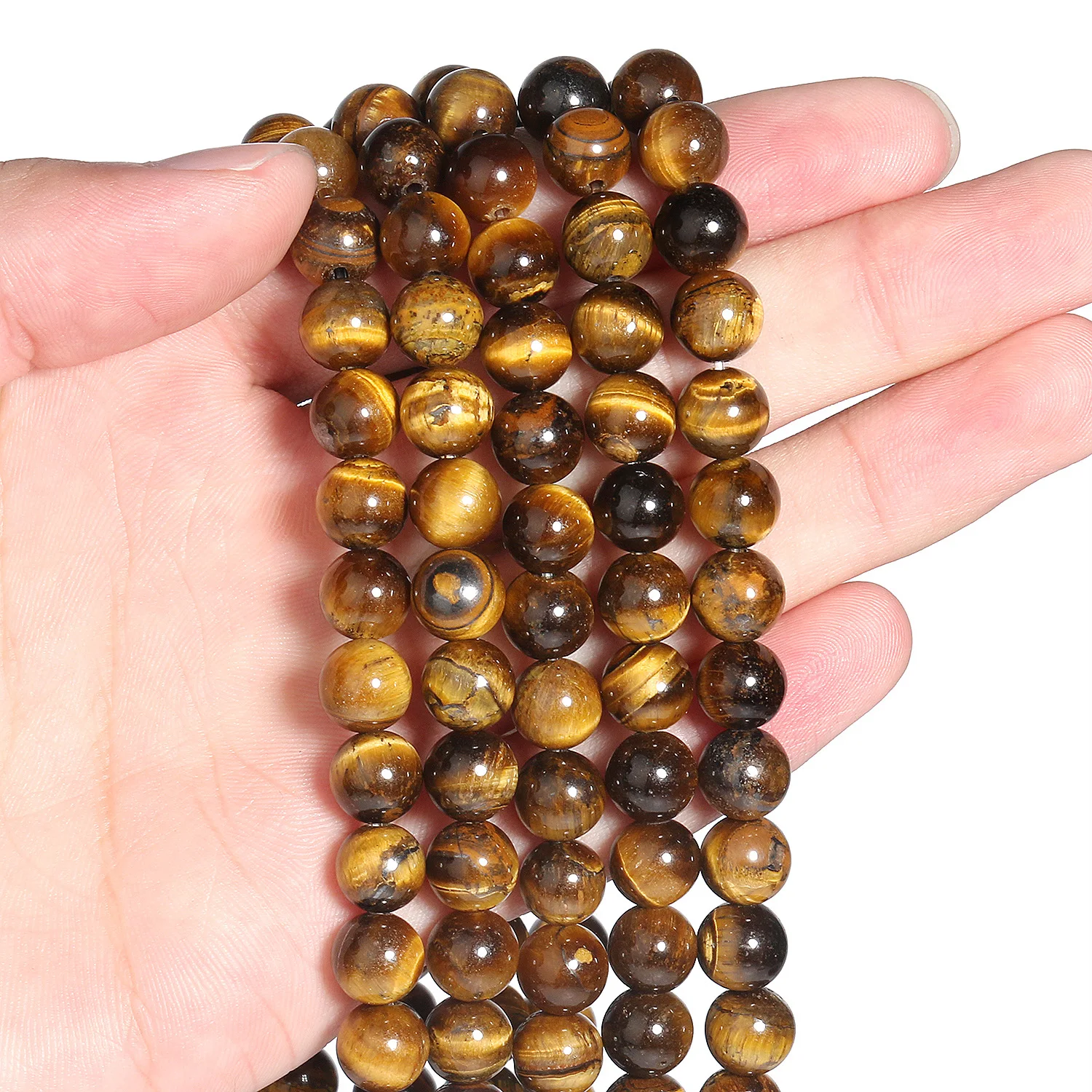 Großhandel Gelbe Tigerauge-Steinperlen 4-12mm Runde Lose Perlen für Schmuckherstellung DIY Armband-Zubehör – Detail 2