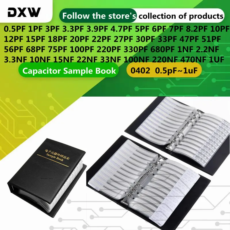 

4000pcs/Lot 0402 Capacitor Kit 0.5pF~1uF Capacitor Sample Book 10pF 15PF 20PF 22PF 33PF 47PF 100pF 330PF 1NF 2.2NF 10NF 100NF