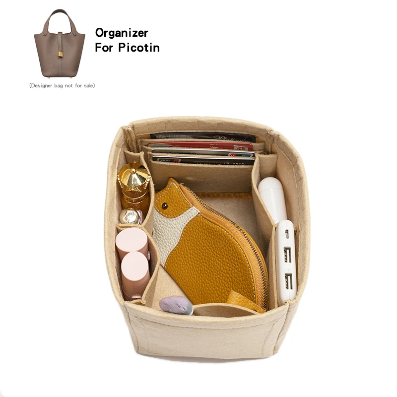 Para h picotin 18 22 26 inserir sacos organizador com suporte de cartão balde de maquiagem luxo bolsa forro armazenamento, shaper cosméticos das mulheres