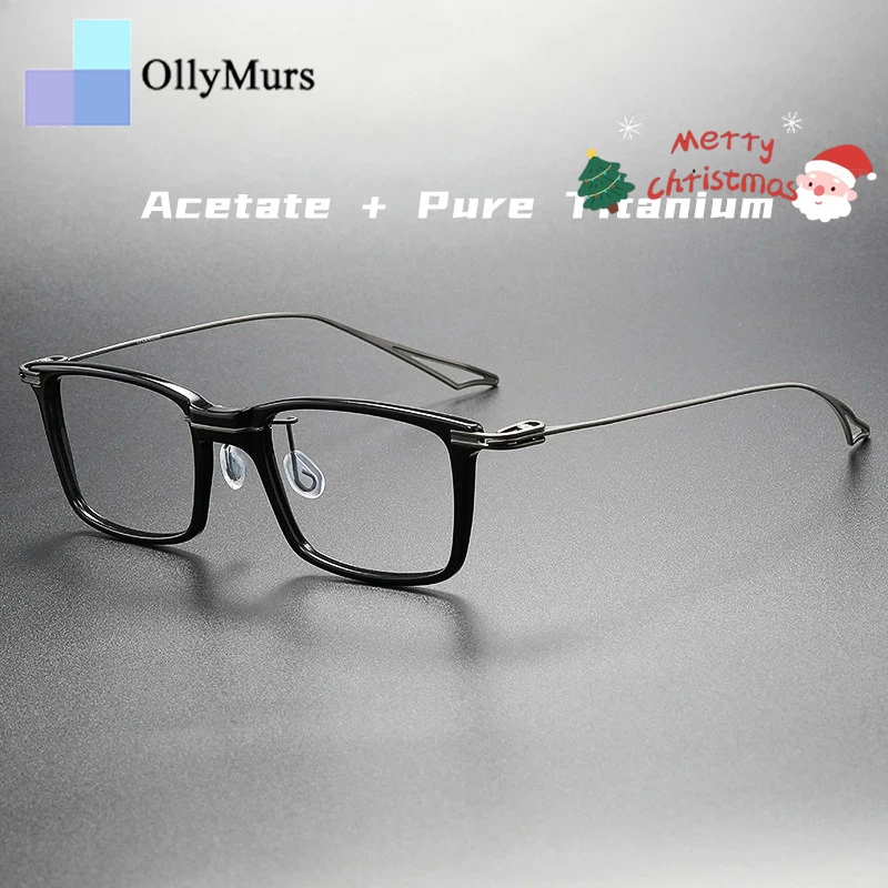 

OLLYMURS модные ацетатные ретро индивидуальные ультралегкие очки женские ретро квадратные из чистого титана роскошные оптические очки в оправе для мужчин