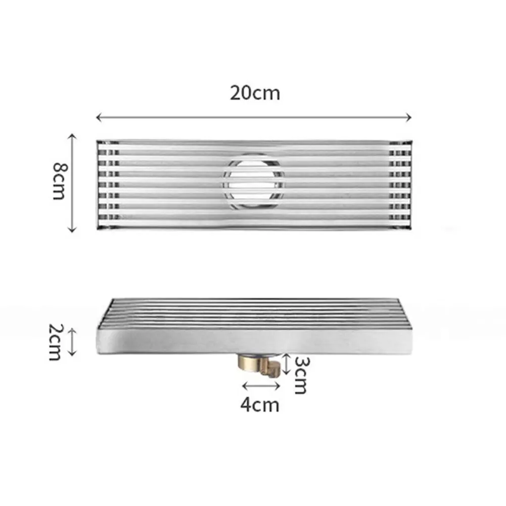 Stainless Steel Rectangular Line Floor Drain for Bathroom Shower Room Applications with Optimized Water Flow Path