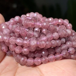 Natural Faceted Lepidolites Round Loose Spacer Stone Beads For Jewelry Making Bracelet Handmade 2 3 4mm