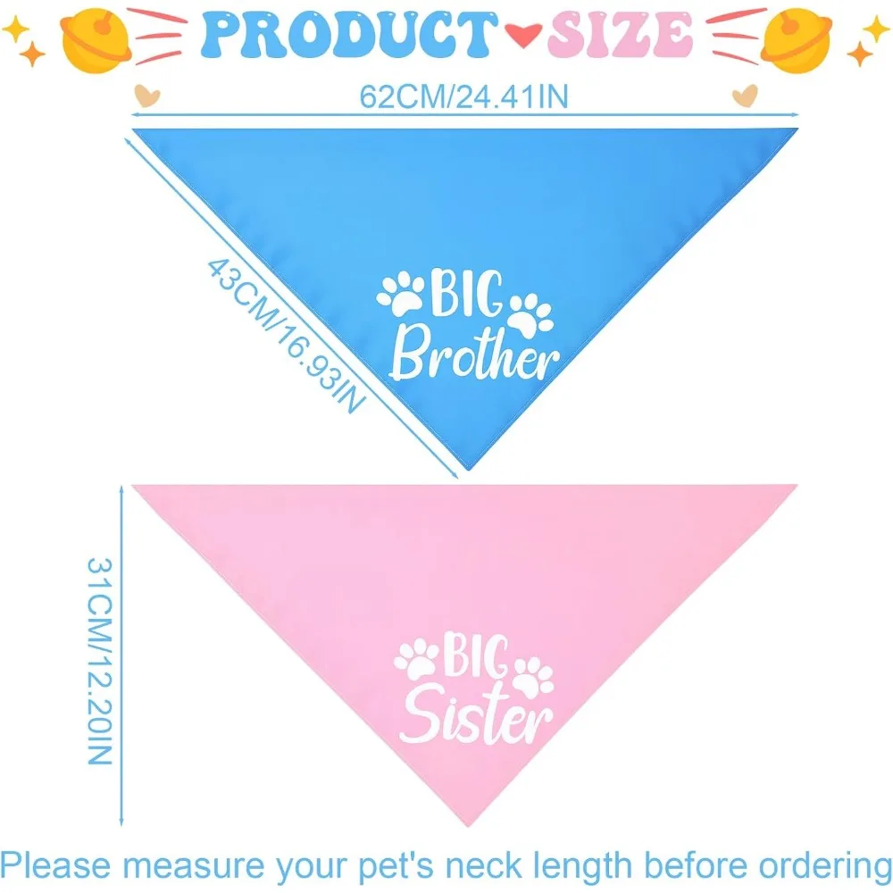 Pregnancy Announcement Dog Bandanas: Big Brother and Sister Scarves for Small to Medium Dogs view 2