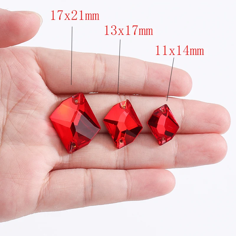 Cuentas de cristal con reverso plano para coser, diamantes de imitación sueltos para ropa, 11x14mm, 13x17mm, 17x21mm, piedras de cristal para vestido DIY, 10 unids/lote por paquete