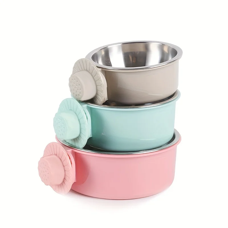 Anti-Spill Stainless Steel Pet Bowl for Cats and Dogs, Hanging Cage-Mounted Cat Bowl, Dog Bowl, Hanging Stainless Steel Feeding Bowl