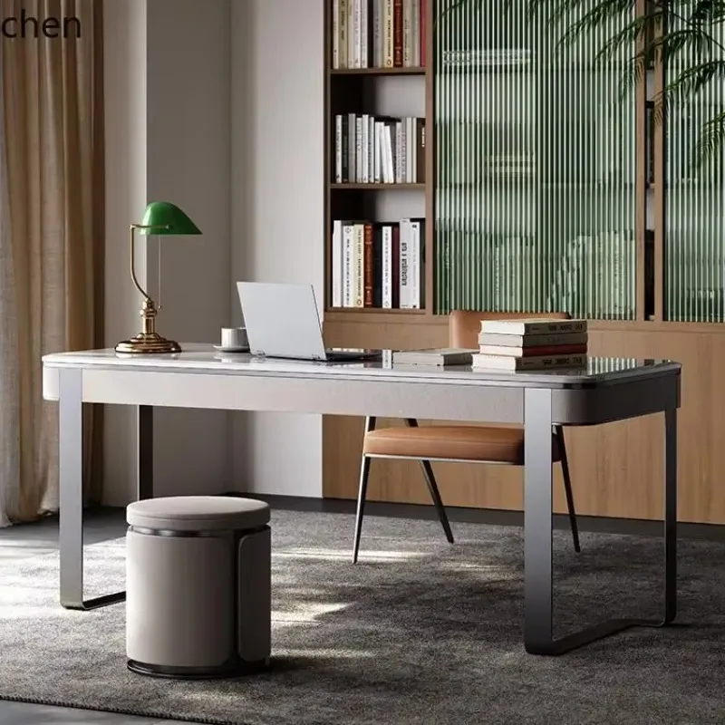 

HYS high-end desk minimalist living room computer table household natural marble villa luxury stone