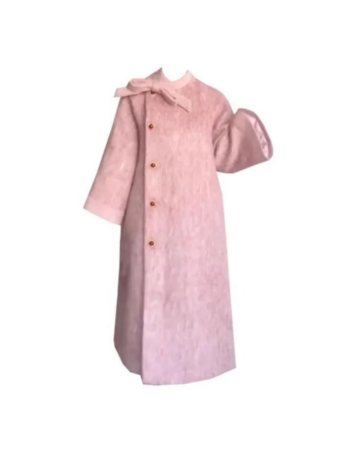 

plus Size Sweet Sle Pink Woolen Coat Medium Length Women's Faionable Knot Slimming Outerwear Commute Straight Cut
