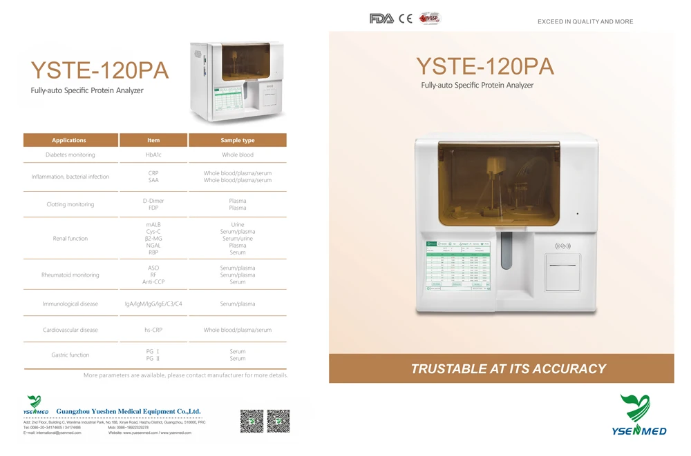 YSTE-120PA Ysenmed Fully auto specific protein analyzer lab  protein analyzer serum plasma urine protein analyzer price