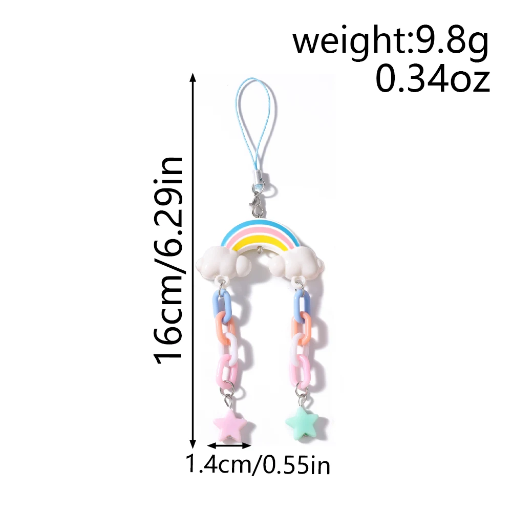 Aihua Süße Niedliche Regenbogen-Stern-Handykette, Hängender Handyriemen, Handgefertigtes Handy-Lanyard, Schlüsselanhänger, Anhänger, Schmuckgeschenke für Frauen – Detail 1