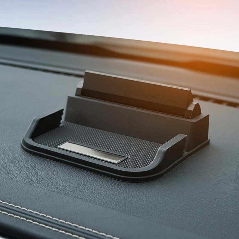 Multi functional car phone holder anti slip pad, central control navigation storage pad with temporary parking number card, key - view 3
