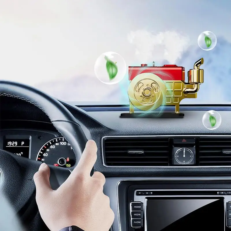Solar Powered Car Air Freshener Vintage Air Freshener For Car Simulated Engine Car Air Fresheners With Solar Rotating Portable