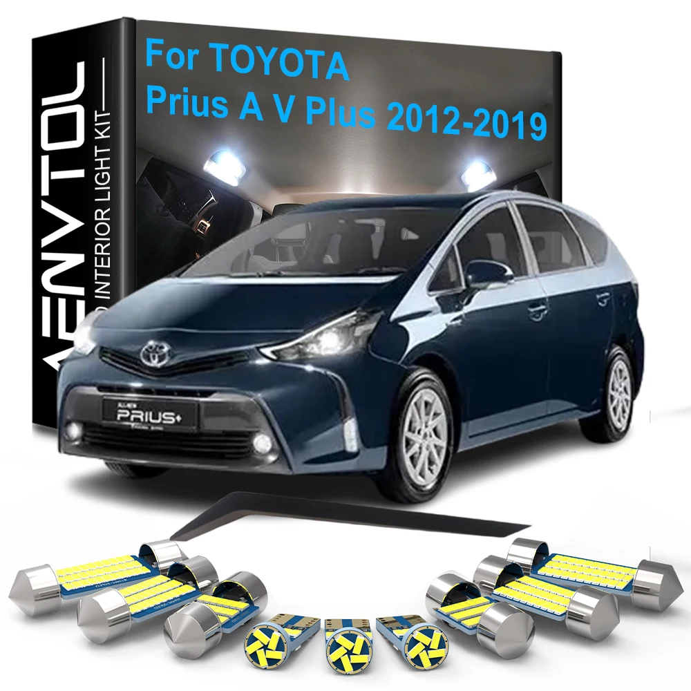 12 Stück LED-Innenbeleuchtung Canbus für Toyota Prius A V Plus 2012 2013 2014 2015 2016 2017 2018 2019 Kuppel-, Kofferraum- und Kennzeichenleuchten