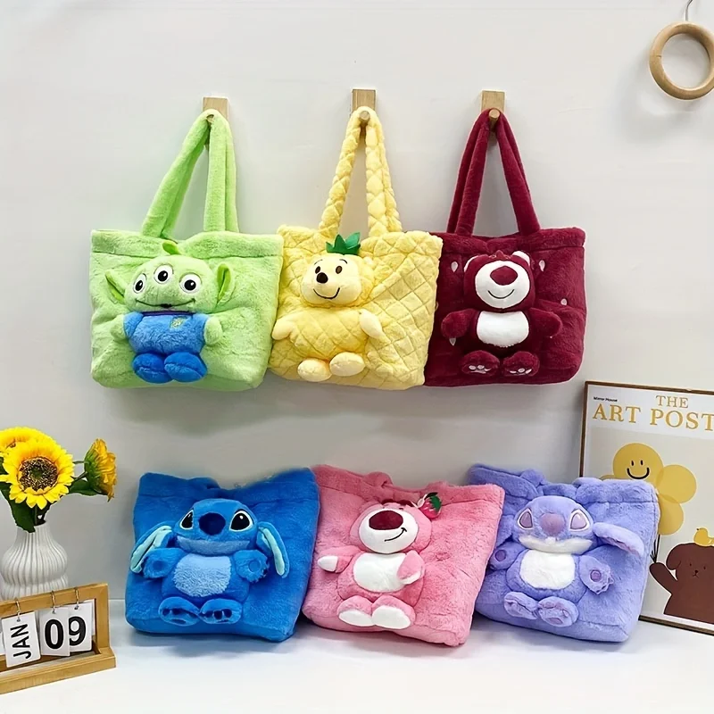 1Pcs Large Capacity 3D Doll Tote Bag Cute and Sweet Girl Shoulder Bag Cartoon Versatile Plush Bag Wholesale for Women