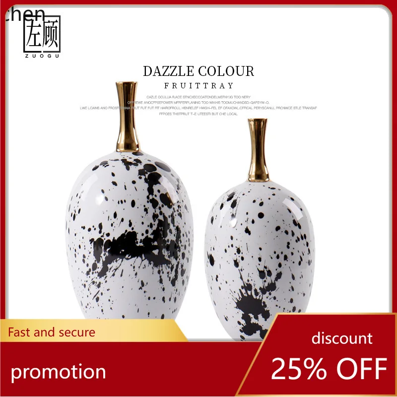 YFY New Chinese Style  Vase Black and White Ink Brush   Light  Model Room Furniture Entrance Study Room Mall Display Decoration