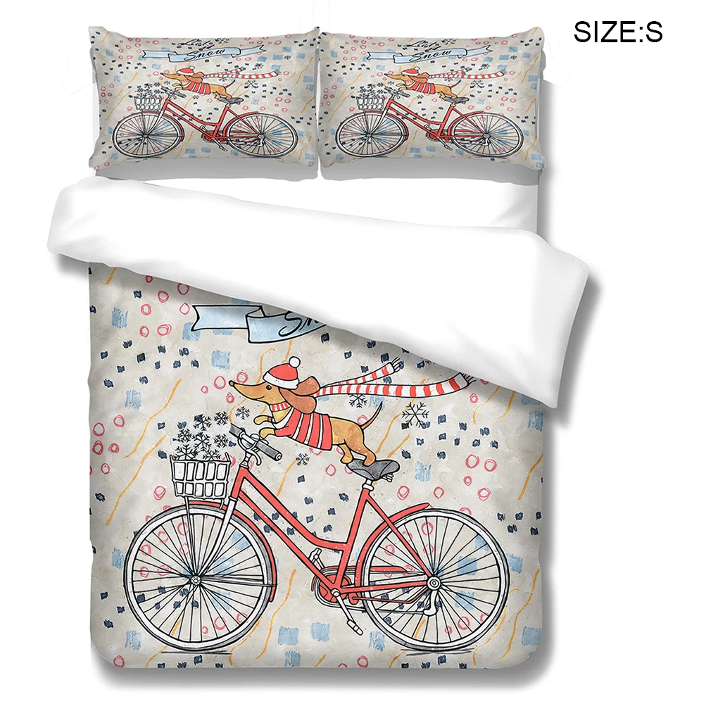 3 Pieces Bedding Comforter Sets Dog Themed Print Pillowcase Decorative Sleeping Supplies Bed Set M LYSHDW2109250008