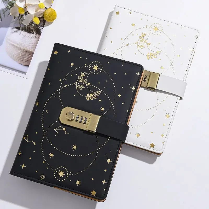 Imagem -02 - Creative Password Book With Lock Thickened Diary Student Notepad Stationery Notebook Binder Novo a5 200 Páginas