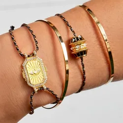 Vintage Enamel Devil's Eye Dopamine Bracelets Gold Twists Rope Tarot Brand Coconut Tree Love Is The Answer Bracelets Female Gift