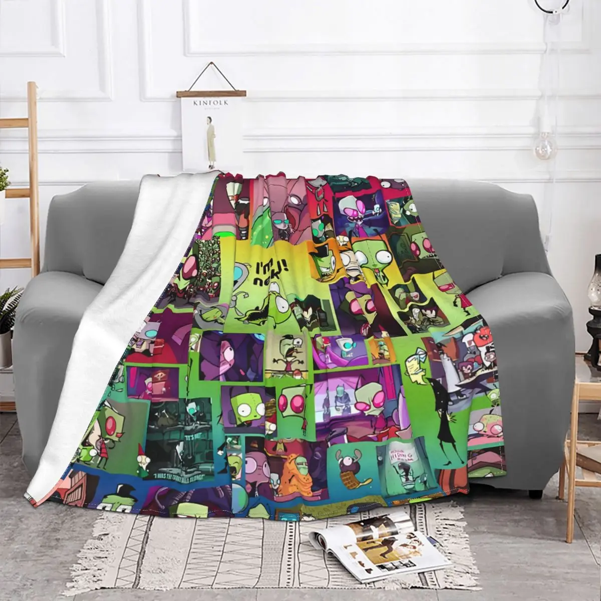 Alien ET Space Blanket Flannel Invader Zim Cozy Soft FLeece Bedspread