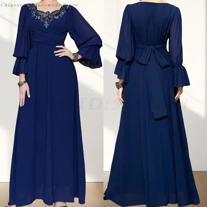 Middle East Arab Abayas Evening Party Gown Female Fashion Elegant Dubai Turkey Jalabiya Vestidos Women Traditional Muslim Dress