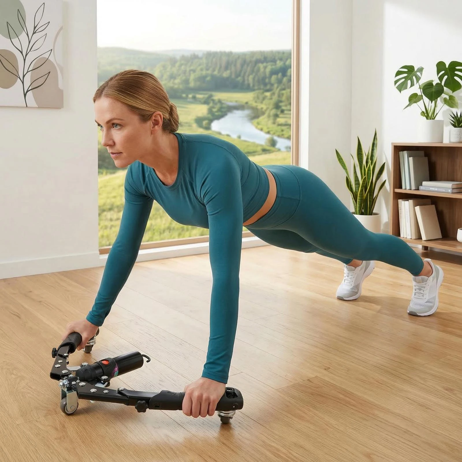 Hydraulic Power Twister – 1-25 Level Adjustable 22-440.9 lbs – Carbon Steel – 10 Reinforced Rivets – No Rebound – Ergonomic Handles – 3 Wheels for Abs – for Arms Chest Back Home Gym