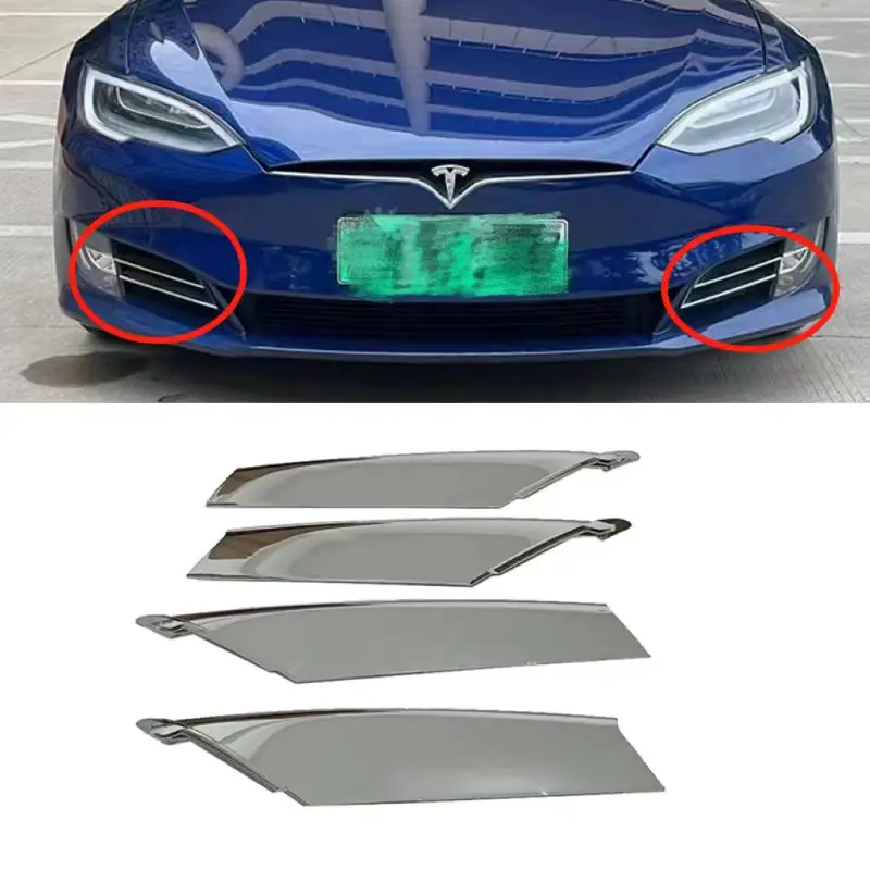 

2016-220 Tesla model s car front bumper fog light frame bright strip decorative plate electroplating black