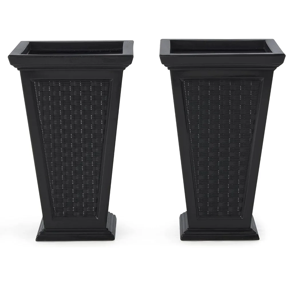 

Самополивный горшок, набор из 2 больших плетеных горшков с узором для внутреннего и наружного крыльца, патио