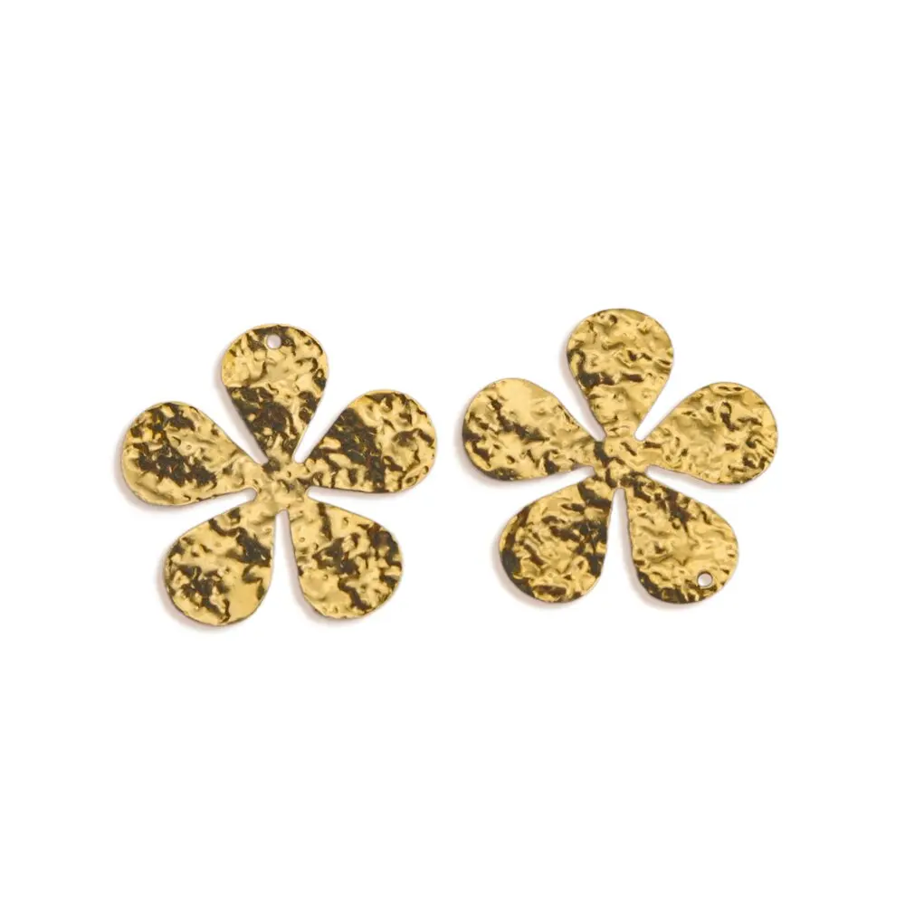 10pcs/lot Raw Brass Hammered Flower Charms For IY Necklace Bracelet Jewelry Making Crafting Findings Accessories