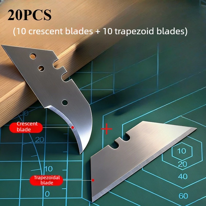 20pcs Blades for Art Knives, Folding Knives, or Industrial Cutting – Ideal for Wallpaper, Carpet, and Cable Cutting