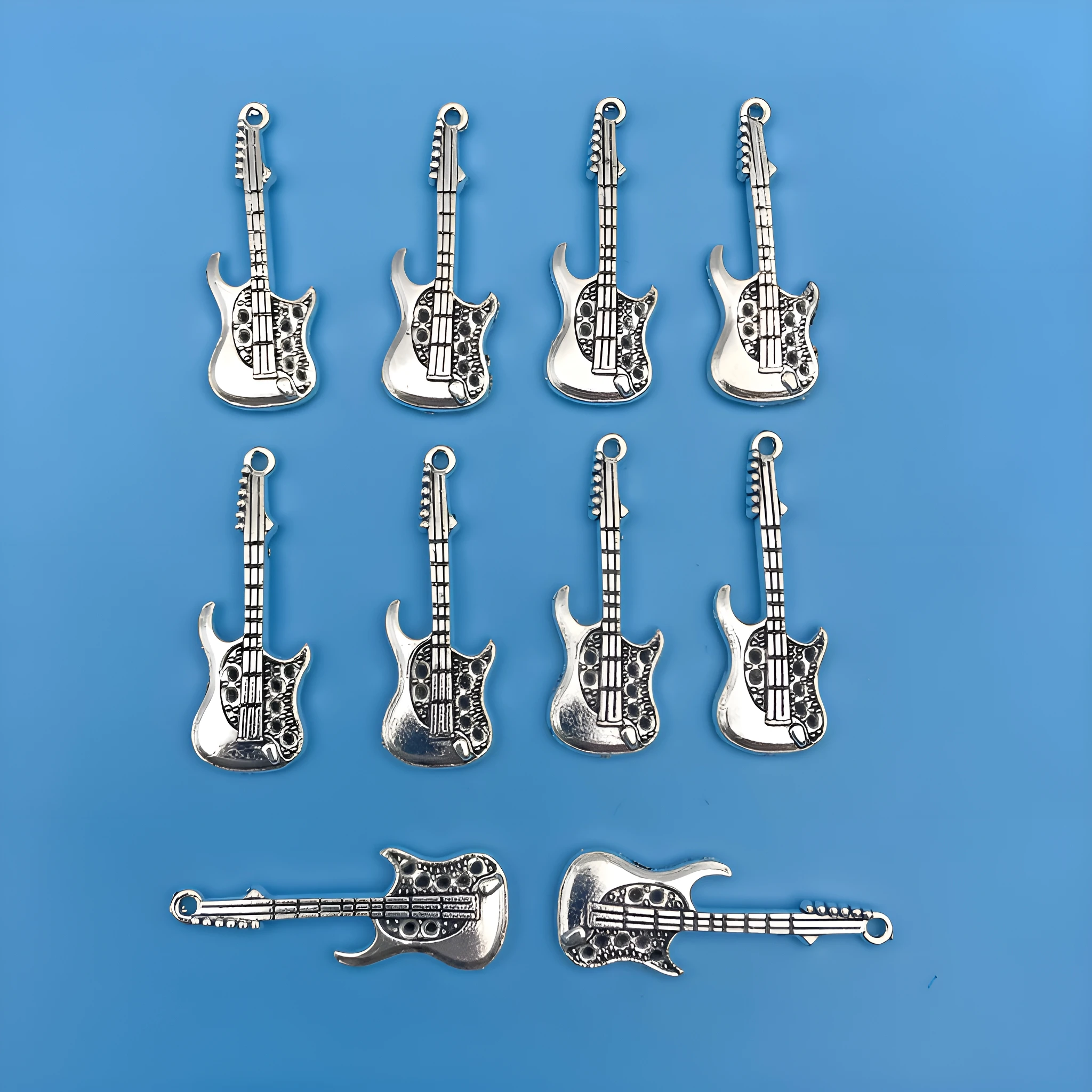 10Pcs Zinc Alloy Antique Silvery Shapes of Musical Instruments and Imitation Daily Tools Charms - Perfect for Jewelry Making