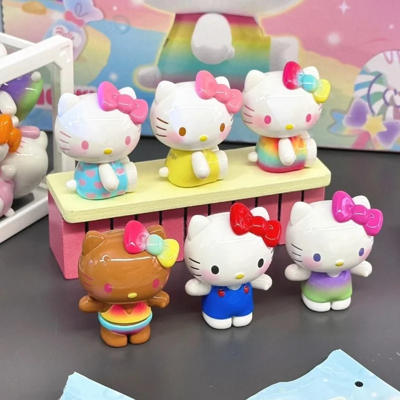 

Sanrio Hello Kitty, летняя серия радужных конфет, милый сюрприз, случайная слепая сумка и слепая коробка, очаровательные декоративные фигурки, подарок