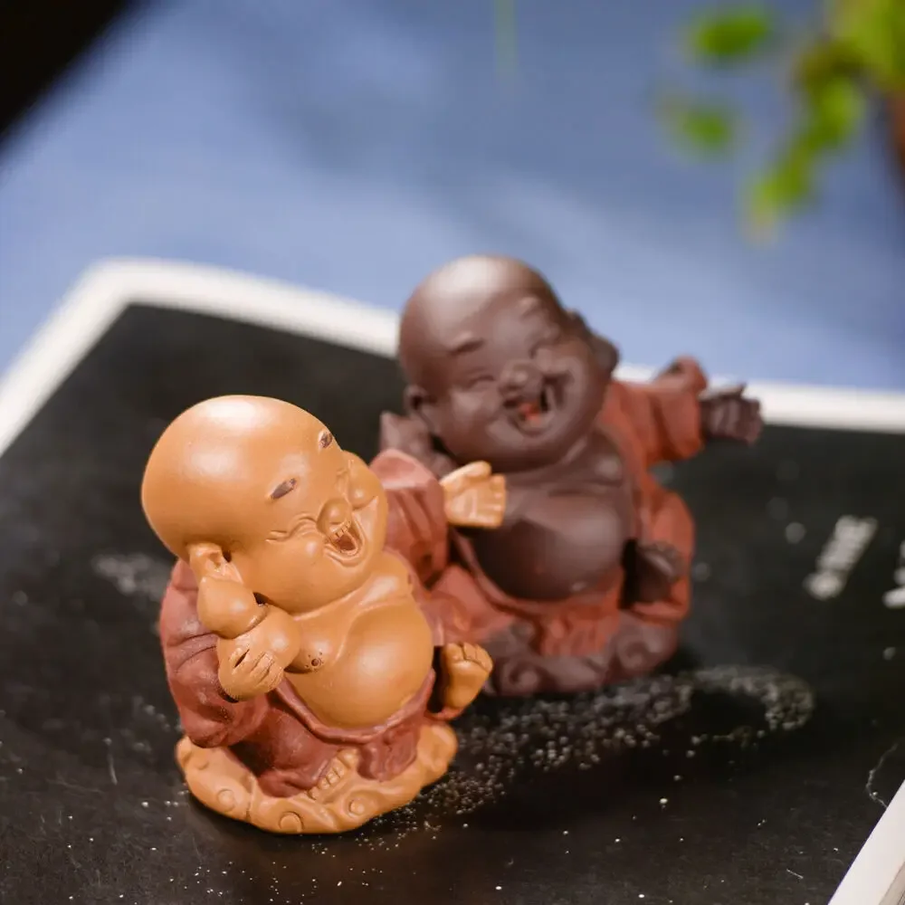 handmade tea pet Buddha small size yixing zisha purple clay tea play decoration