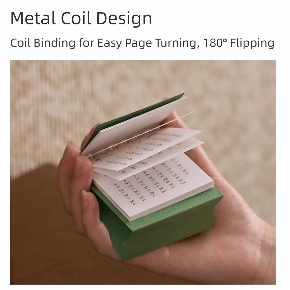 

Мини-настольный календарь на 2026 год с отображением даты и месяца, на пружине, ежемесячный планировщик, однотонный, простой планировщик расписания