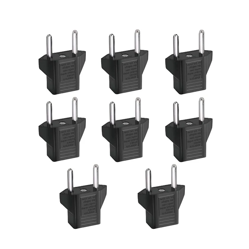 GEMT 8 PCS American USA To European Outlet Plug Adapter EU Travel Adapter European Type C Plug Converter Electric Power Sockets