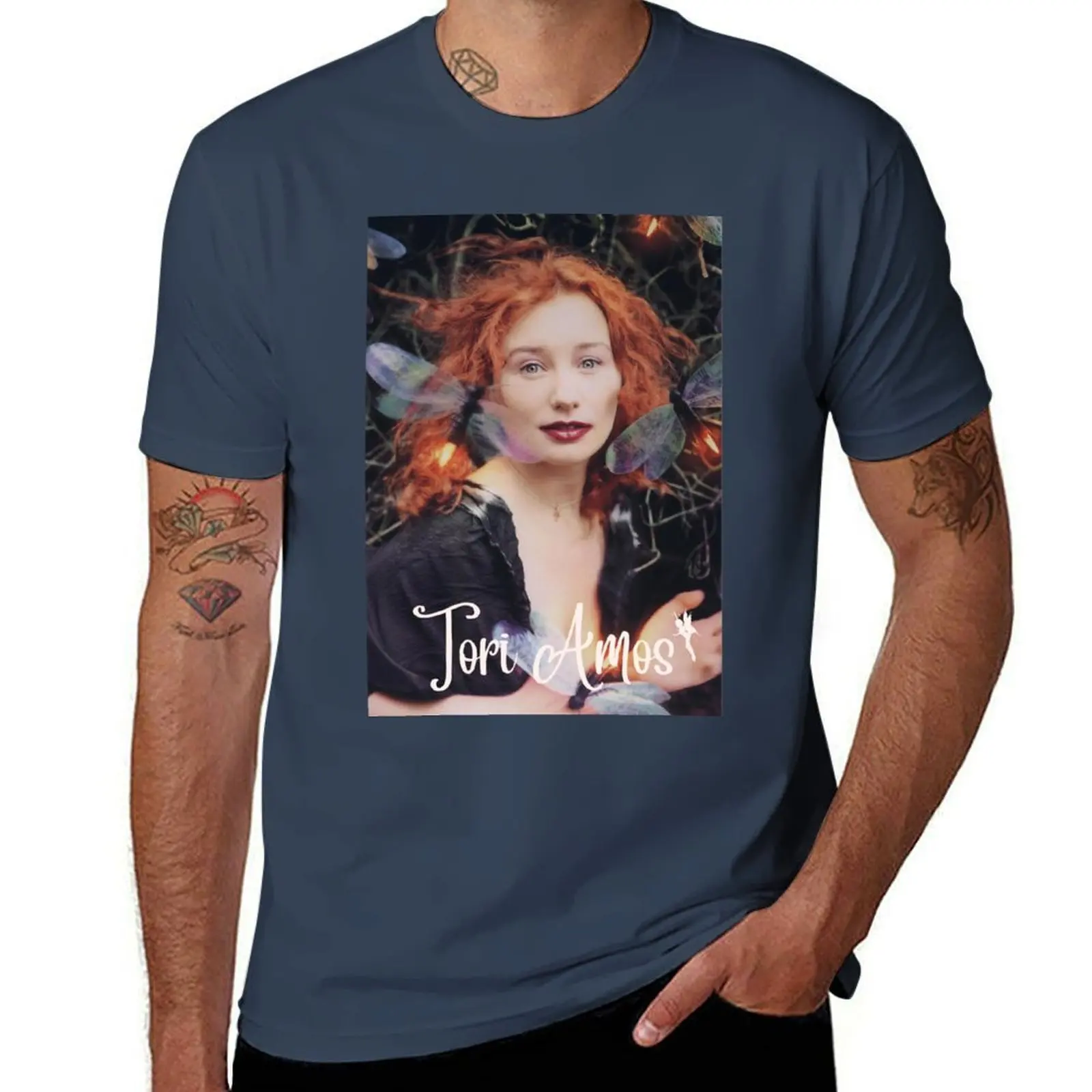 

Amos Tori Fairy Art Album FTCH Era Dragonfly Queen T-Shirt Daily Casual Short Sleeve Tee Shirt