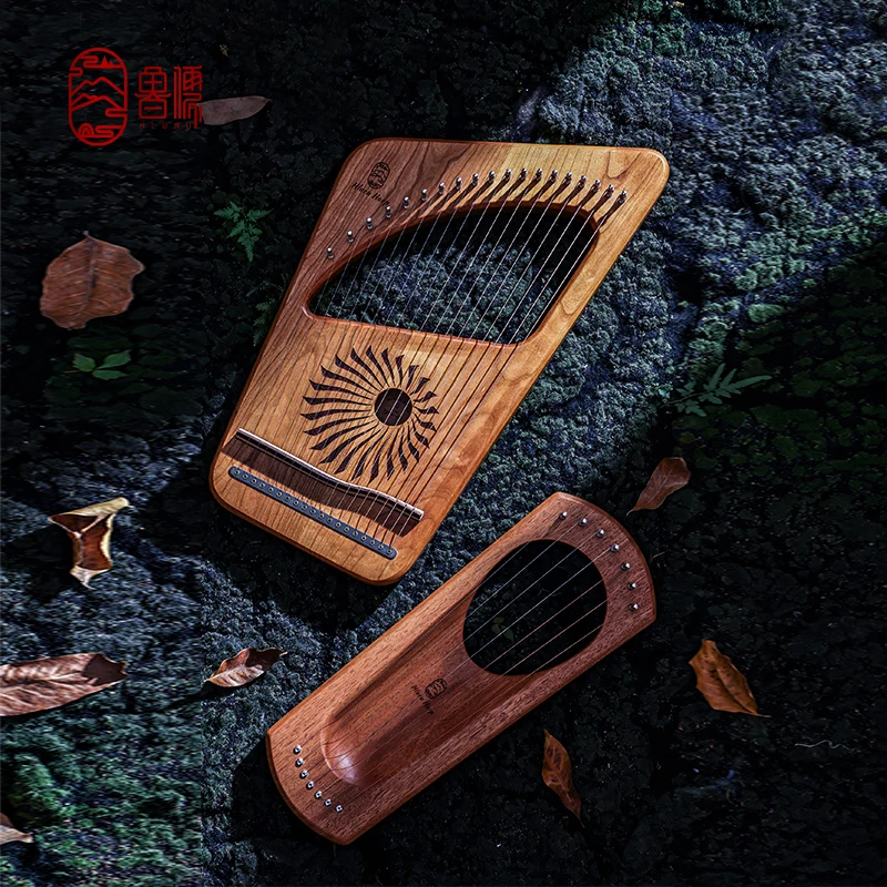 

Wooden 19/7 String Lyre Harp String Instruments with Tuning Wrench