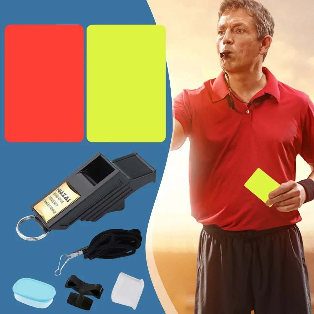 Football Whistle Referee Card Set Whistle Portable Referee Warning Cards Training Fair Play Toss Professional Sports Equipment