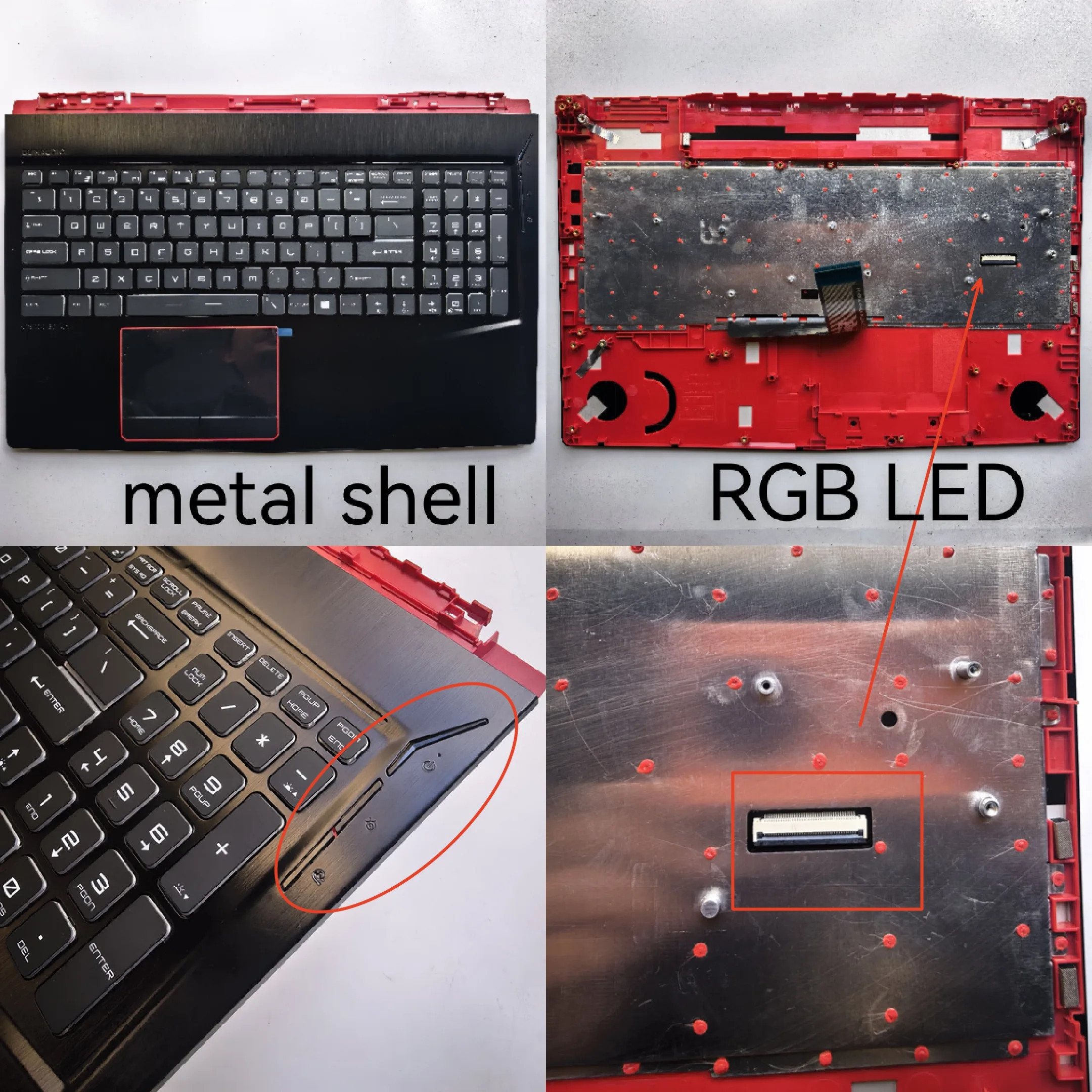 Metal RGB Backlit New Laptop Palmrest with Keyboard for MSI GE63