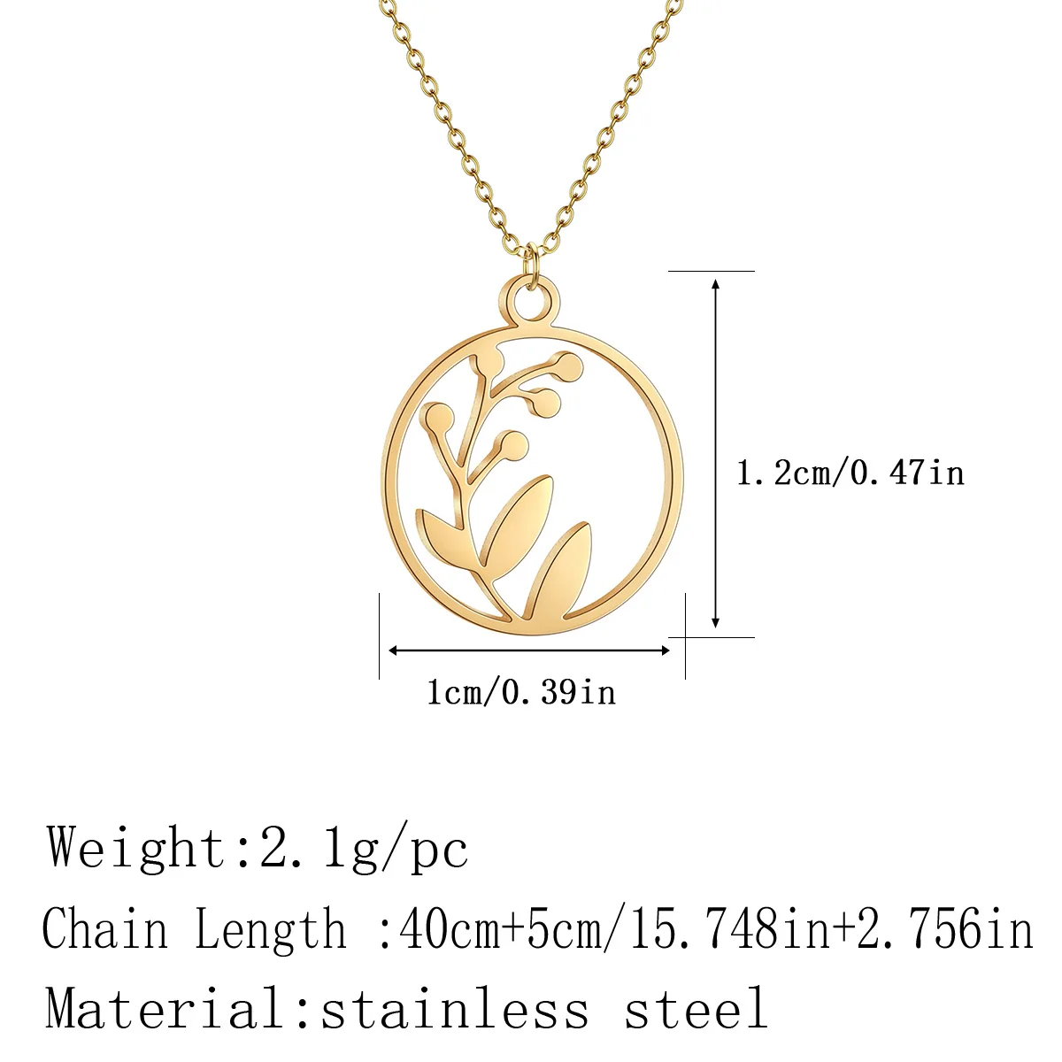 Kinitial Stainless Steel Leaf Round Pendant Necklace For Women Ethnic Jewelry Fashion Necklace Collar Party Gift